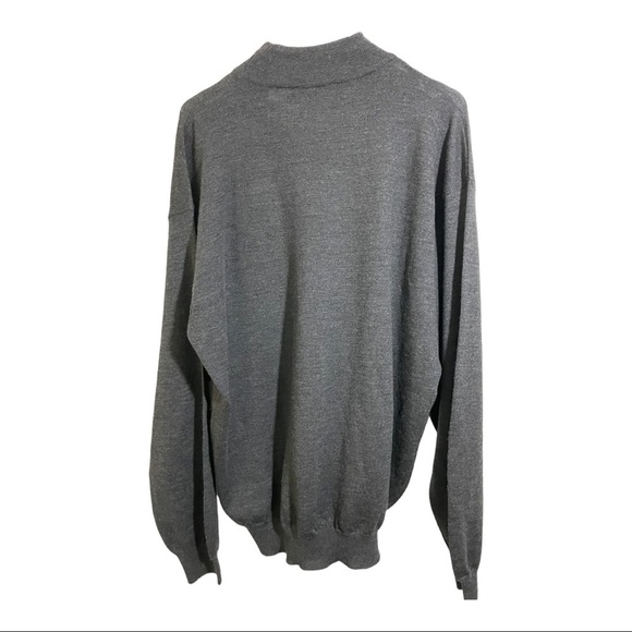 Marconi mens Italian round collar ribbed merino wool sweater. Grey black large - Picture 4 of 10